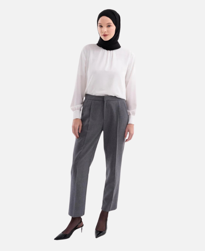 Pantalon rayé détaillé à plis